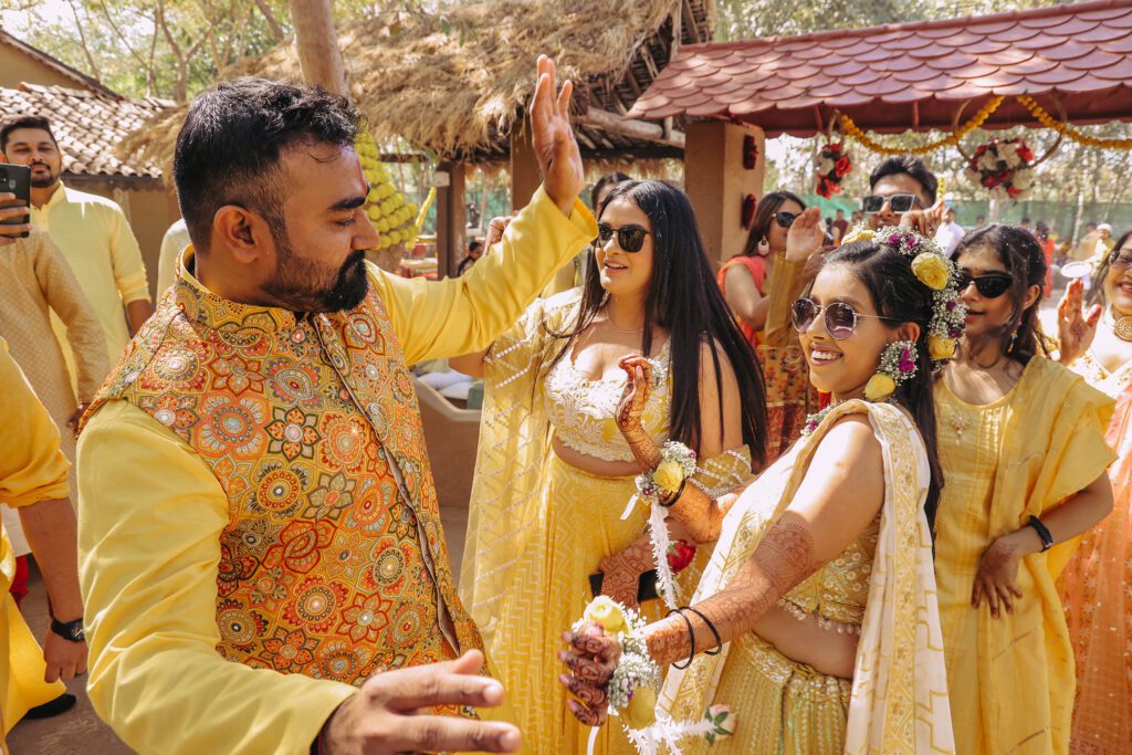 Haldi (Pithi Ceremony) Bride and Groom Dance together in haldi ceremony in yellow dress